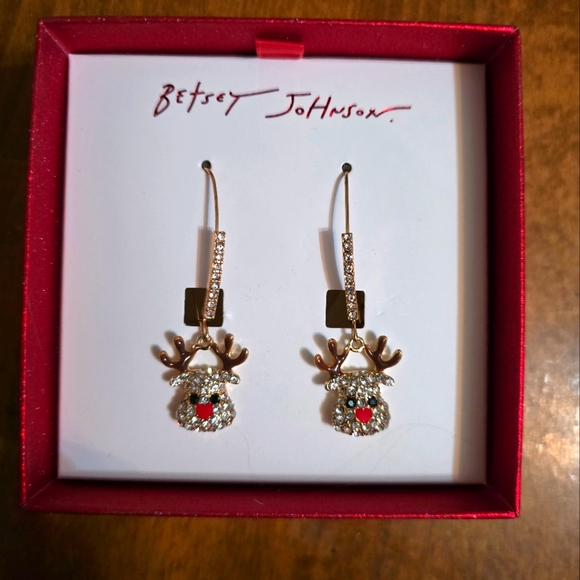 Betsey Johnson Rudolph Earrings - Picture 1 of 3